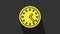 Yellow Clock icon isolated on grey background. Time symbol. 4K Video motion graphic animation