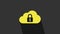 Yellow Cloud computing lock icon isolated on grey background. Security, safety, protection concept. 4K Video motion
