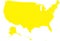 YELLOW CMYK color map of USA with federal states borders