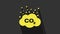 Yellow CO2 emissions in cloud icon isolated on grey background. Carbon dioxide formula symbol, smog pollution concept