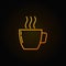 Yellow coffee cup outline icon on dark background