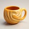 Yellow Coffee Mug With Swirl Design - Zbrush Style 3d Model
