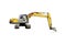 Yellow color excavator for the construction industry.