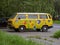 Yellow color with flower pattern painted minibus