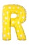 Yellow color letter R made of inflatable balloon