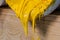 yellow color of plastisol ink flowed out of the barrel