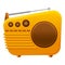 Yellow color radio icon, cartoon style