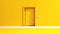 Yellow color wall with a white or yellow color door, high quality, Clean sharp focus. High-end retouching