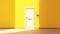 Yellow color wall with a white or yellow color door, high quality, Clean sharp focus. High-end retouching