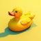 Yellow colored rubber duckie in a water illustration