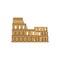 Yellow Colosseum icon - famous landmark from Rome, Italy in flat style.