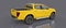 Yellow commercial vehicle delivery truck with a double cab. Machine without insignia with a clean empty body to accommodate your l