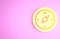 Yellow Compass icon isolated on pink background. Windrose navigation symbol. Wind rose sign. Minimalism concept. 3d