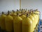 Yellow compressed natural gas cylinders