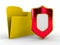 Yellow computer folder with shield