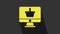 Yellow Computer monitor with shopping basket icon isolated on grey background. Online Shopping cart. Supermarket basket