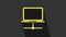 Yellow Computer network icon isolated on grey background. Laptop network. Internet connection. 4K Video motion graphic