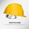 Yellow construction helmet for workers, contractor or builders