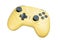 Yellow controller for a video game isolated on a white background. Full depth of field