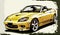 Yellow convertible sports car, creative digital illustration painting