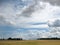 Yellow cornfield with threatening clouds