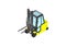 Yellow counterbalance forklift truck.