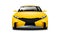 Yellow Coupe Sporty Car On White Background. Front View With Isolated Path