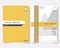 Yellow cover design template for annual report. Modern business concept booklet with infographics. Flyer and leaflet