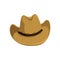 Yellow cowboy hat template. Traditional retro headdress of american cowboys