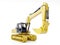 Yellow crawler excavator on white