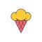 Yellow creamy frozen sweet fruity iced summer dessert cone waffle ice cream pop art sticker vector