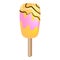 Yellow creamy pink popsicle icon, cartoon style