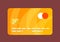 Yellow credit card on red 2d illustration