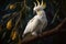 Yellow-crested cockatoo, standing on a tree branch gracefully. Generative AI