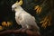 Yellow-crested cockatoo, standing on a tree branch gracefully. Generative AI