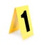 Yellow crime scene marker with number one on white background