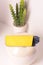 yellow crocodile leather eyeglass case closeup photo on white wall background