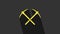 Yellow Crossed pickaxe icon isolated on grey background. Blockchain technology, cryptocurrency mining, bitcoin, altcoins