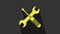 Yellow Crossed screwdriver and wrench tools icon isolated on grey background. Service tool symbol. 4K Video motion