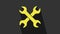 Yellow Crossed wrenchs icon isolated on grey background. Spanner repair tool. Service tool symbol. 4K Video motion