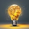 A yellow crumpled paper ball adorned with an illustrated painting resembling a virtual lightbulb