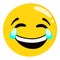 Yellow Crying Laughing Face Emoji Isolated Vector