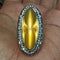 Yellow Crystal Chalcedony Solid Colour - Spider Luster On Ring Silver