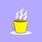 Yellow cup of hot coffee, minimalistic icon
