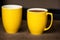 Yellow cup. Sunny Delight. The Vibrant Yellow Mug. Generative AI