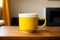 Yellow cup. Sunny Delight. The Vibrant Yellow Mug. Generative AI