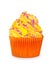 Yellow cupcake with violet powder