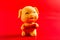 Yellow cute pig mascot for the new year 2019 on red background translation for the Chinese in English is everything is as good