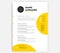Yellow CV resume template - curriculum vitae sample vector design with circle background