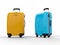 Yellow and cyan luggage suitcases